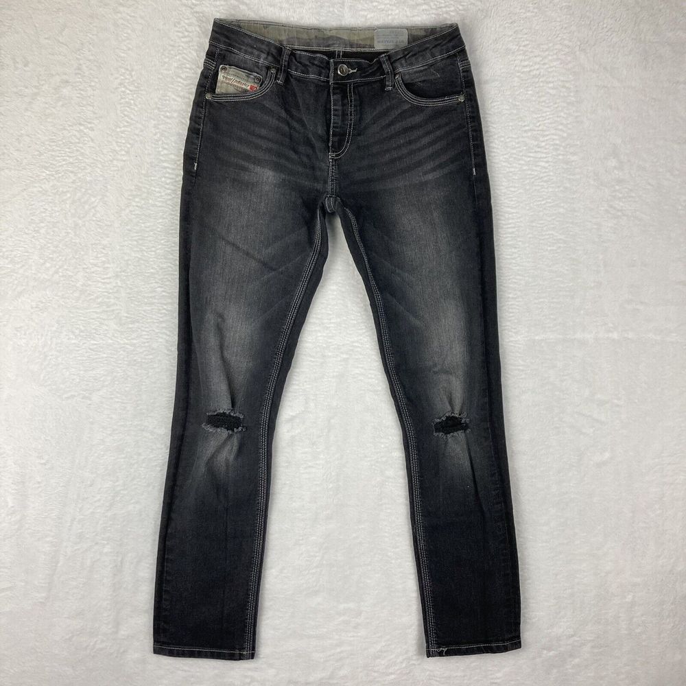 DIESEL Size 14Y Girls 100% Cotton Stretch Zip Fly Pockets Distressed Jeans